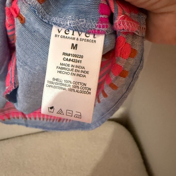 EUC Velvet by Graham & Spencer Blaize Striped Cotton Dress pink blue - Picture 9 of 11